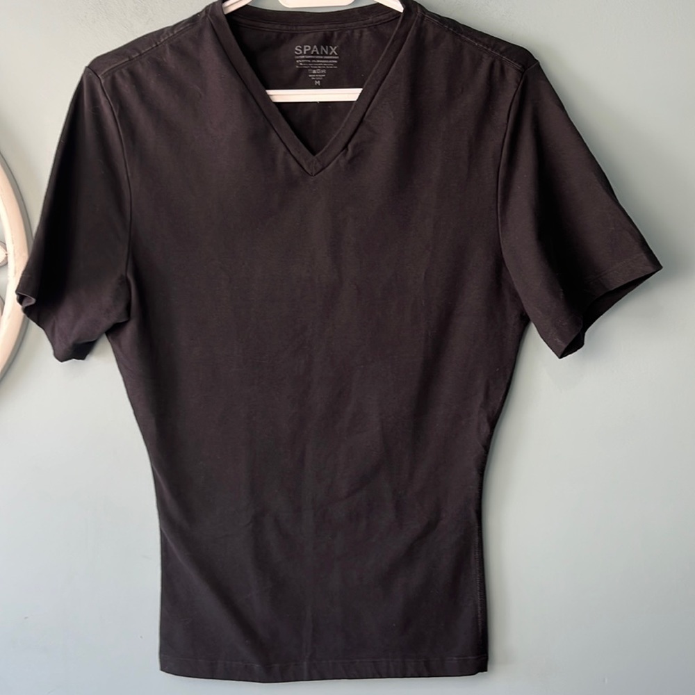 Spanx Black V-Neck Compression T-Shirt